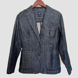 NWOT Y2K Gap Women's Classic Denim Blazer Jacket Dark Blue Size 2